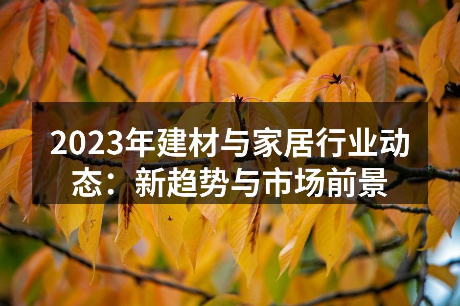 2023年建材与家居行业动态：新趋势与市场前景